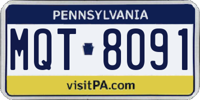 PA license plate MQT8091