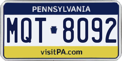 PA license plate MQT8092