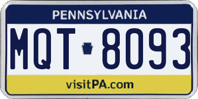 PA license plate MQT8093
