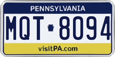 PA license plate MQT8094