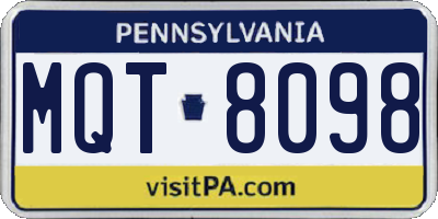 PA license plate MQT8098