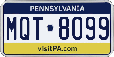 PA license plate MQT8099