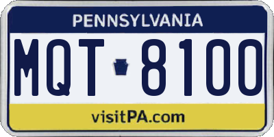 PA license plate MQT8100