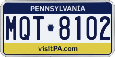 PA license plate MQT8102