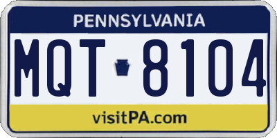 PA license plate MQT8104