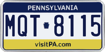 PA license plate MQT8115
