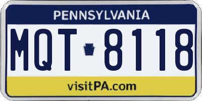 PA license plate MQT8118