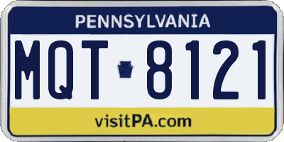 PA license plate MQT8121