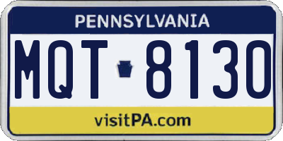 PA license plate MQT8130