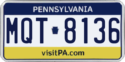 PA license plate MQT8136