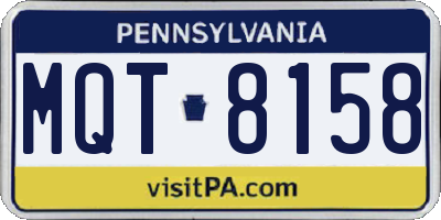 PA license plate MQT8158