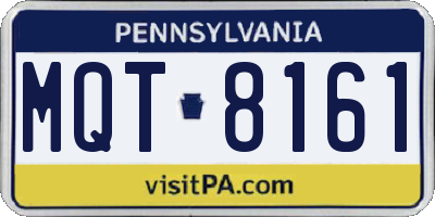 PA license plate MQT8161