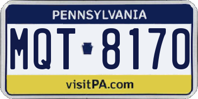PA license plate MQT8170