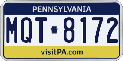 PA license plate MQT8172