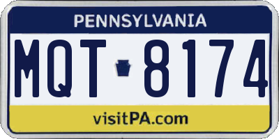 PA license plate MQT8174