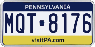 PA license plate MQT8176