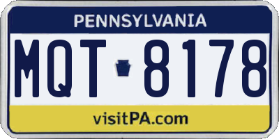 PA license plate MQT8178