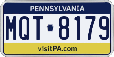 PA license plate MQT8179