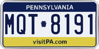 PA license plate MQT8191