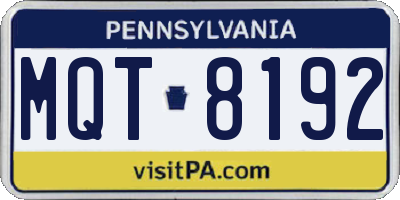 PA license plate MQT8192