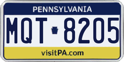 PA license plate MQT8205