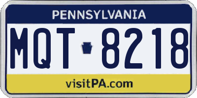 PA license plate MQT8218