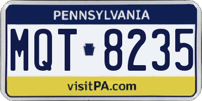 PA license plate MQT8235