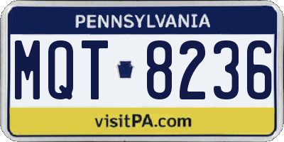 PA license plate MQT8236
