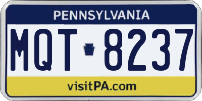 PA license plate MQT8237