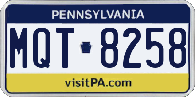 PA license plate MQT8258