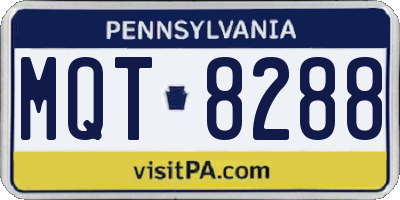 PA license plate MQT8288