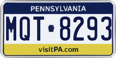 PA license plate MQT8293