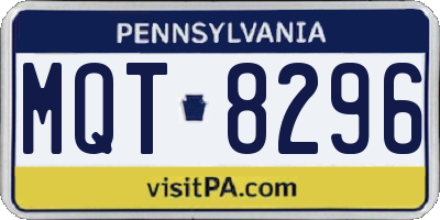 PA license plate MQT8296