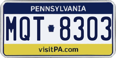PA license plate MQT8303