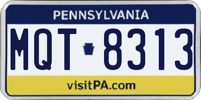 PA license plate MQT8313