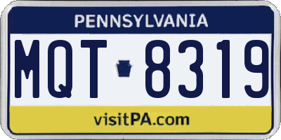 PA license plate MQT8319