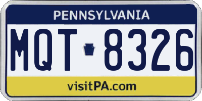 PA license plate MQT8326
