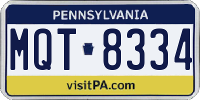 PA license plate MQT8334