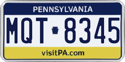 PA license plate MQT8345
