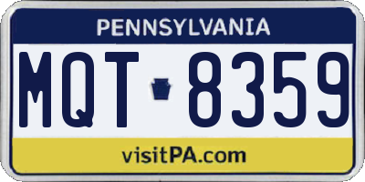 PA license plate MQT8359