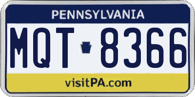 PA license plate MQT8366