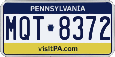 PA license plate MQT8372
