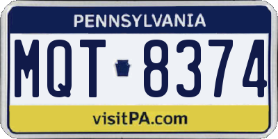 PA license plate MQT8374