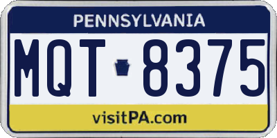 PA license plate MQT8375