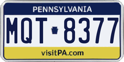 PA license plate MQT8377