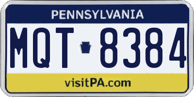 PA license plate MQT8384