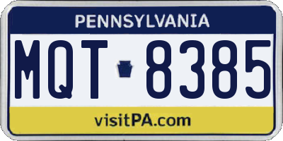 PA license plate MQT8385