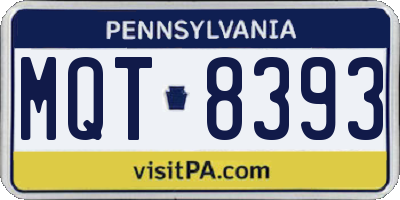 PA license plate MQT8393