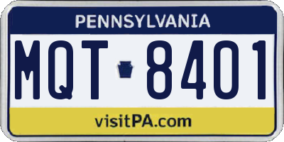 PA license plate MQT8401