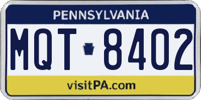 PA license plate MQT8402